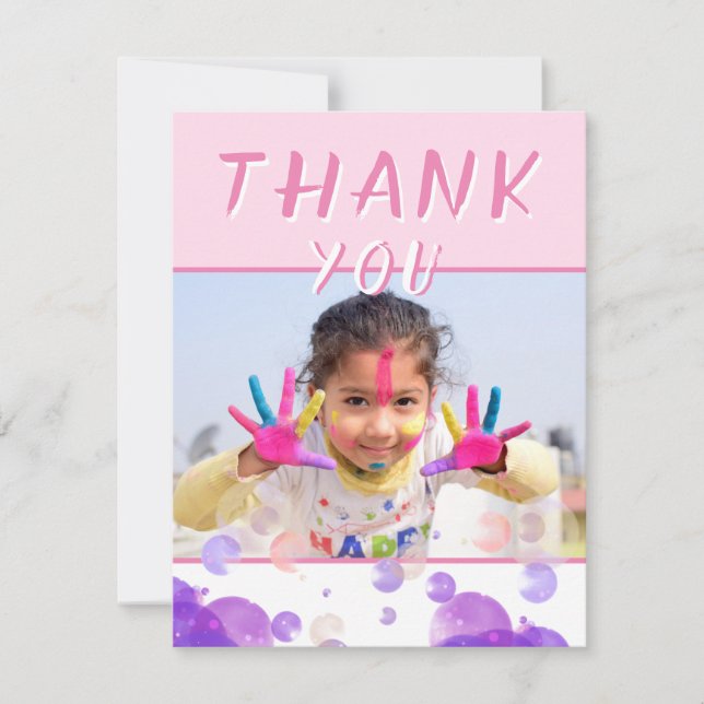 Festa de Aniversário de criança Cinza Rosa Fotogra (Frente)