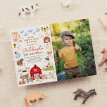Festa de aniversário de Fotografia Bash de Animais<br><div class="desc">Celebre o grande dia do seu fazendeiro com este convite de aniversário! O lado esquerdo deste convite para festas de aniversário apresenta um cheio de quadros de ilustrações charmosas de animais fazendas. Há dois porcos pequenos, uma família de patos, vacas, coelhos coelhos coelhos, um cavalo e um burro, cabras, algumas...</div>