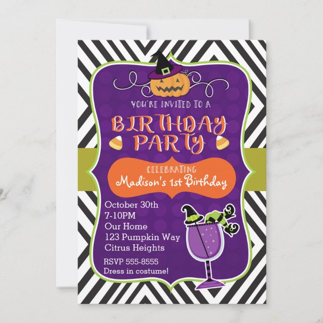 Festa de ANIVERSÁRIO de Halloween Convite Moderno  (Frente)
