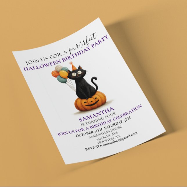 Festa de Aniversário de Halloween Crianças Gato Pr (Criador carregado)