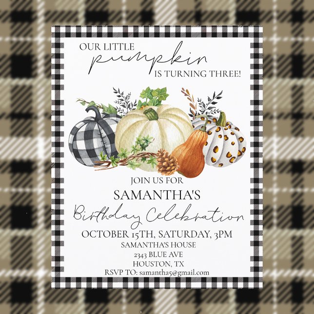 Festa de Aniversário de Halloween Infantil Xadrez  (Criador carregado)