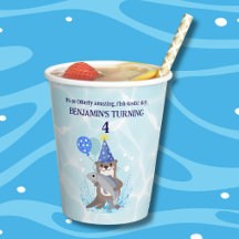 Festa de aniversário de lontra do mar azul-branca