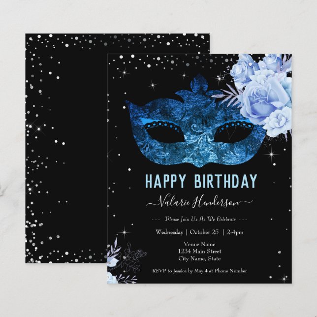 Festa de aniversário de Maçanaria Azul-Clara com B (Frente/Verso)