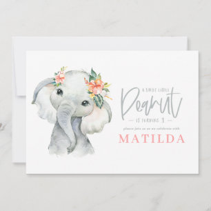 Festa de aniversário de menina elefante de aquarel