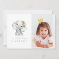 Festa de aniversário de menina elefante de aquarel