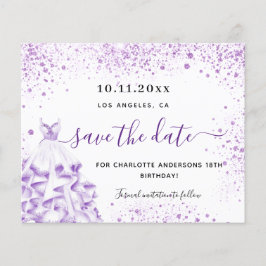 Festa de aniversário de orçamento branco violeta s