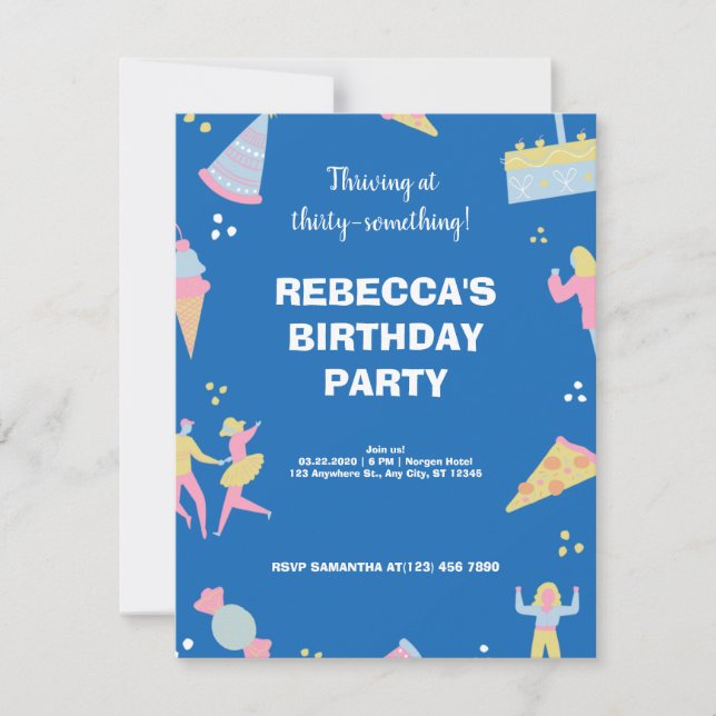 Festa de aniversário de pizza sorvete fofa e quire (Frente)