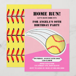 Festa de aniversário de softball Pink Home Run