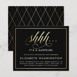 Festa de aniversário de Surpresa Dourada e Preta d