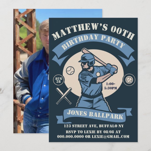 Festa de aniversário de Tema Baseball (Frente/Verso)