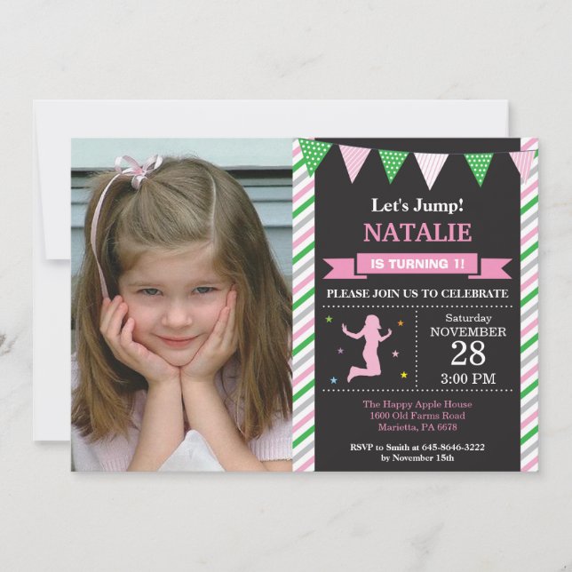 Festa de aniversário de Trampoline de Convite (Frente)