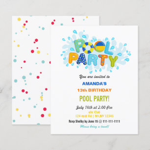 Festa de Aniversário Divertida de Verão na Piscina