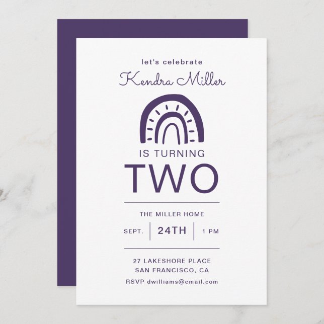 FESTA DE ANIVERSÁRIO do arco-íris infantil (Frente/Verso)