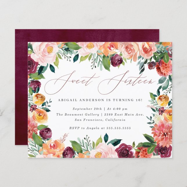 Festa de aniversário do Dourado Sweet 16 do Script (Frente/Verso)