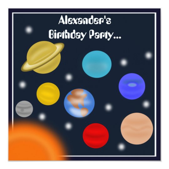 Festa de aniversário do espaço do sistema solar convite quadrado 13.35 x 13.35cm