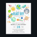 Festa de aniversário do Kid de Explosão Exterior d<br><div class="desc">Galáxia do Espaço Exterior Moderna Galáxia da Lua do Foguete Alienígena Criança Explosão Crianças Convite de Aniversário</div>