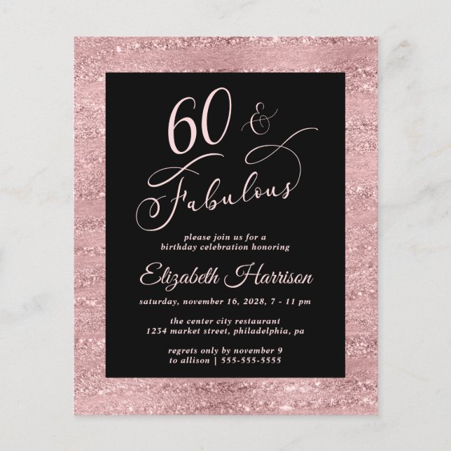 Festa de aniversário Elegante do orçamento 60º Dou (Frente)