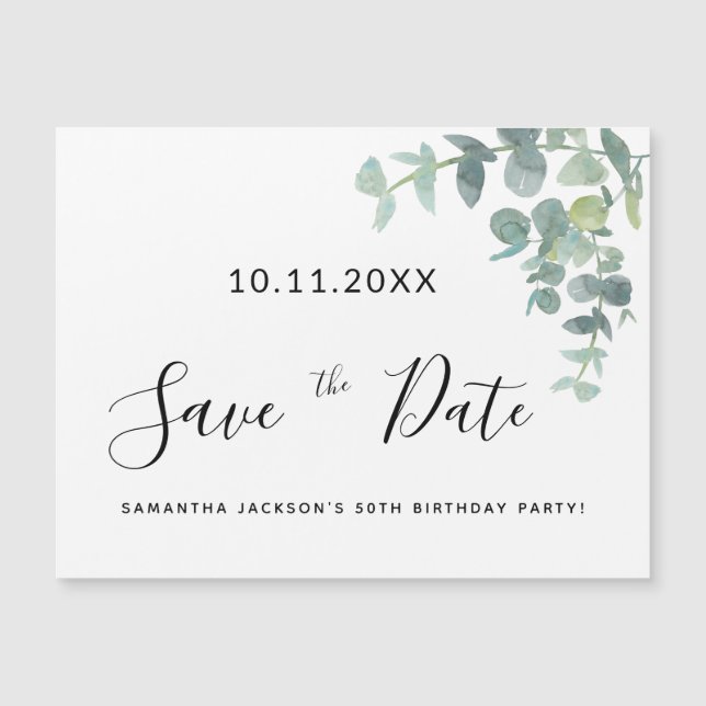 Festa de aniversário eucaluptus greenery salvar a  (Frente)