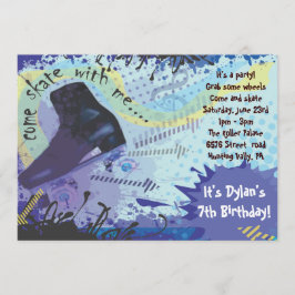 Festa de aniversário feliz do convite da patinagem