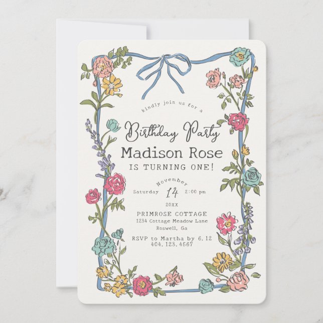 Festa de aniversário Floral Brilhante do Partido J (Frente)