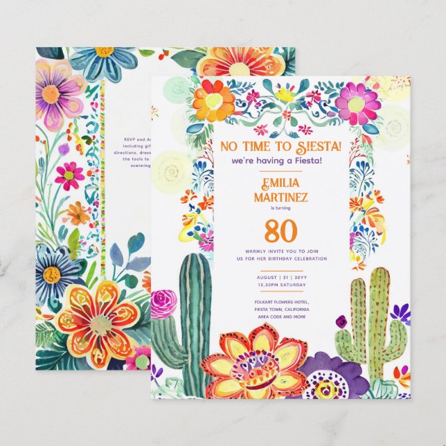 Festa de Aniversário! Folkart Flores QUALQUER IDAD (Frente/Verso)
