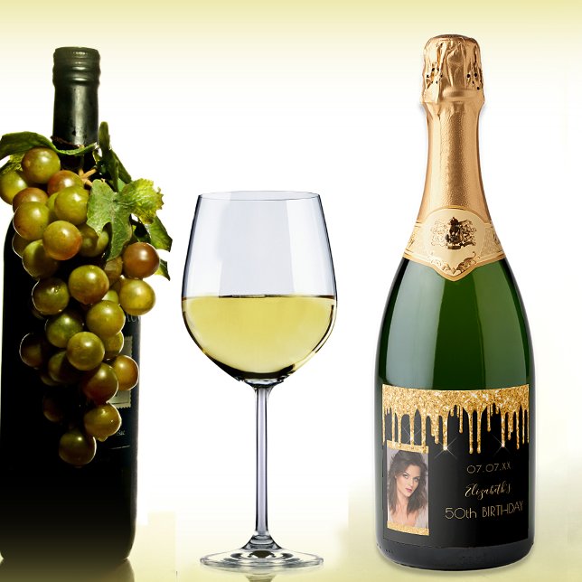 Festa de aniversário foto dourada preto (Criador carregado)