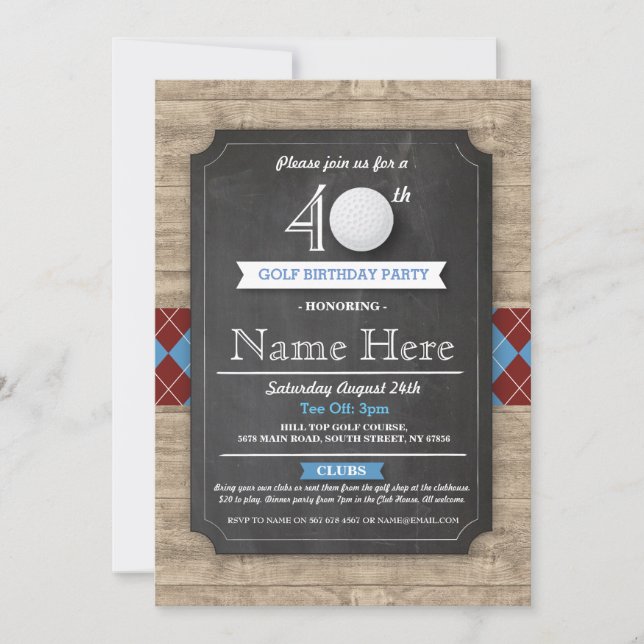 Festa de aniversário Golf Ball 30 40º 50º Convite (Frente)