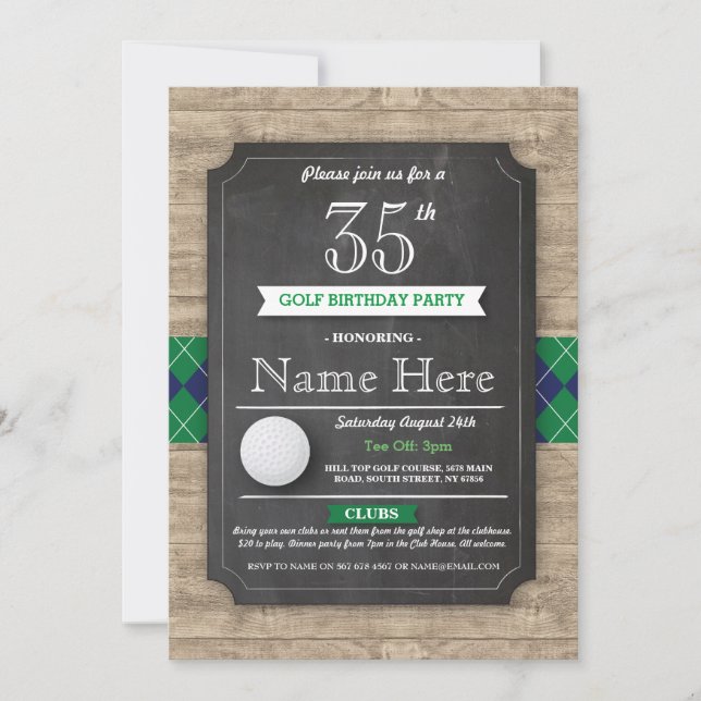 Festa de aniversário Golf Ball Qualquer Convite De (Frente)