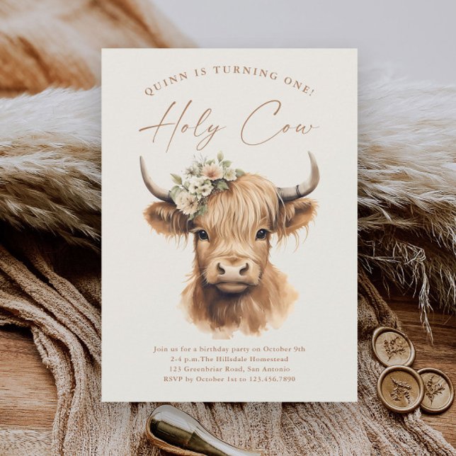Festa de Aniversário Infantil Boho Highland Cow Or (Criador carregado)