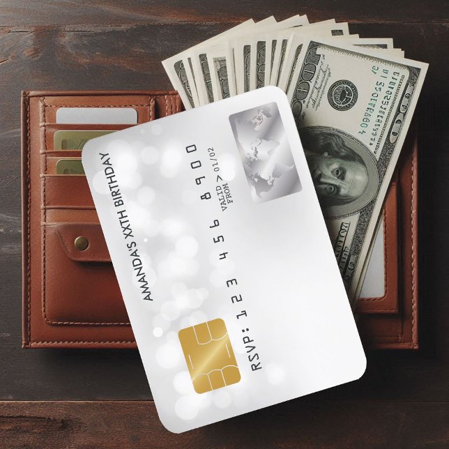 Festa de aniversário legal do cartão de crédito (Cool Birthday Party Invitation)