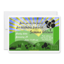 Festa de aniversário no convite do parque