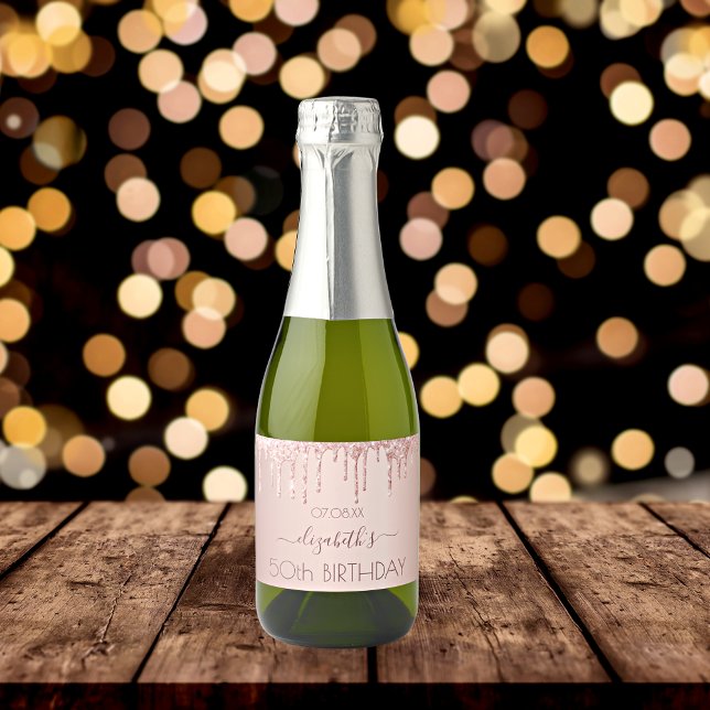 Festa de aniversário noite rosa de ouro reluzente  (Criador carregado)