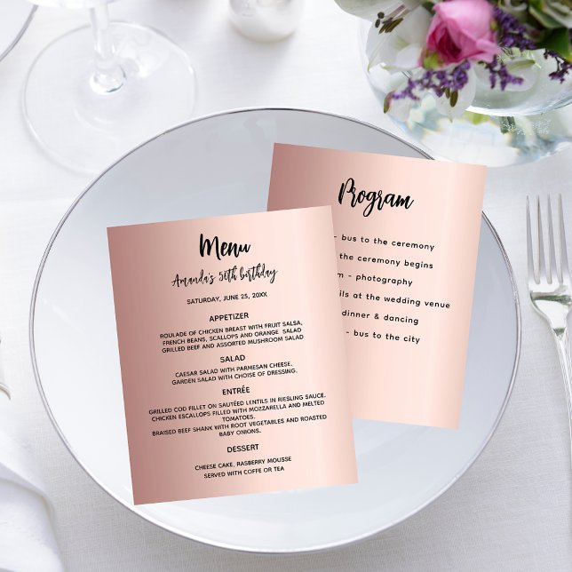 Festa de aniversário ouro rosa do programa de menu (Criador carregado)