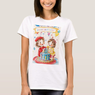 Festa de aniversário Para Camisetas Gêmeas (Femini