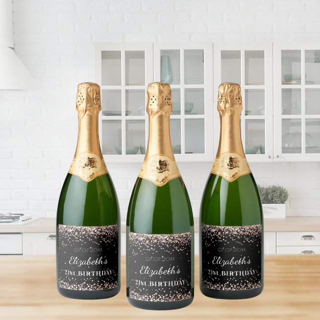 Festa de aniversário preto rosa dourado nome da br (Criador carregado)