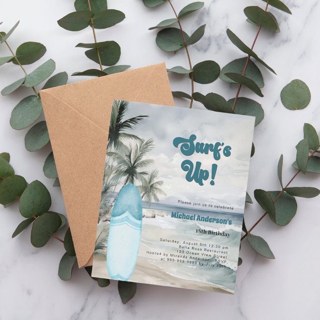 festa de aniversário retrô de prancha de surfe do  (Criador carregado)