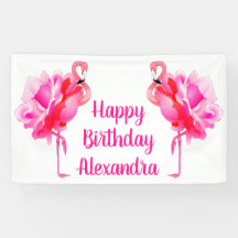 Festa de Aniversário Rosa Flamingo Feliz 