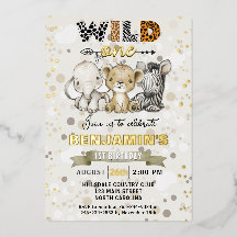 Festa de Aniversário Safari Wild One Folha Dourada