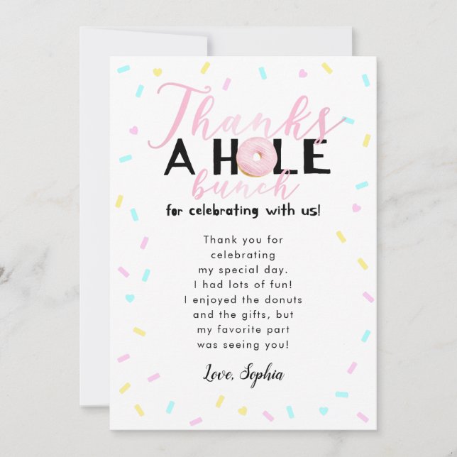 Festa de Aniversário Tema Donut Agradecimento (Frente)