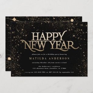 Festa de ano novo com brilho negro Dourado