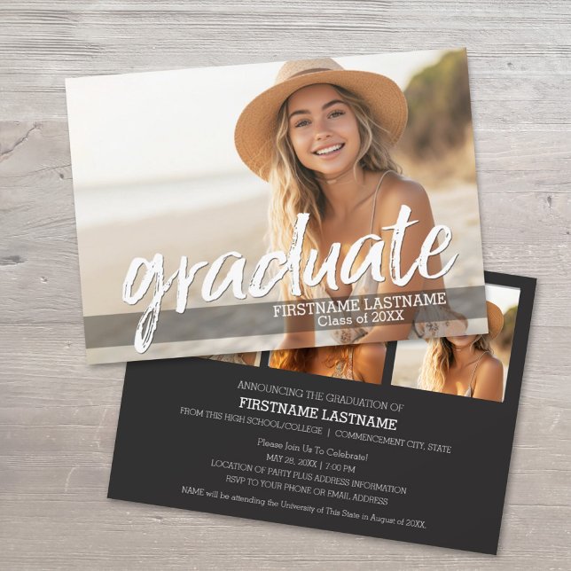 Festa de Anúncio de Graduação de Tendy com 4 Fotos (Modern Graduation Announcement with 4 photos)