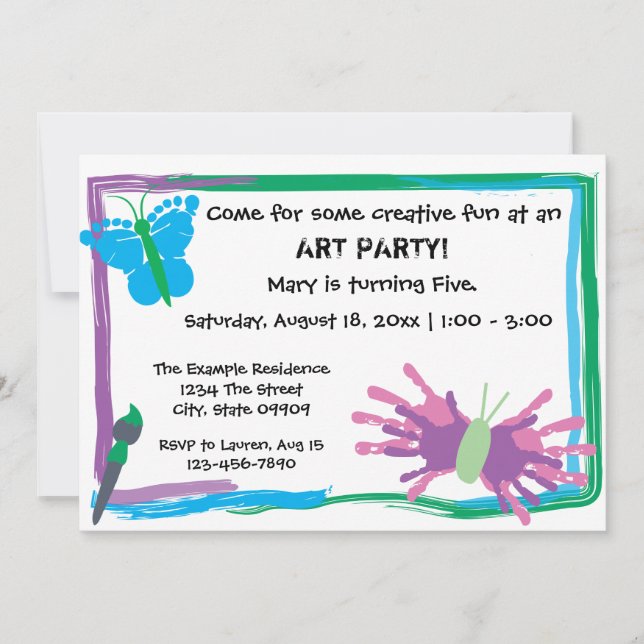 Festa de Arte! Convite de Aniversário (Frente)