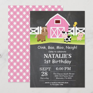 Festa de Barnyard do Convite de Aniversário para 