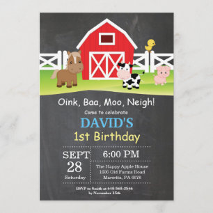 Festa de Barnyard do Convite de Aniversário para F