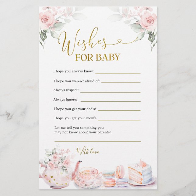 Festa de Bebê Floral Rosa Fita Deseja Bebê (Frente)