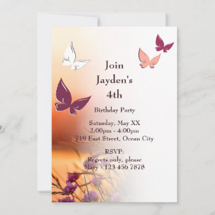 Festa de Borboleta Rosa 4º Cartão de Convite de An