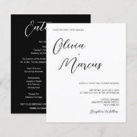 Festa de casamento de Script Chic Preto e Branco d