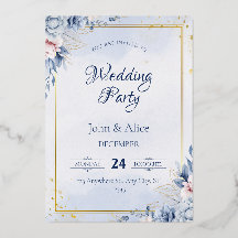 Festa de casamento Floral Azul Elegante
