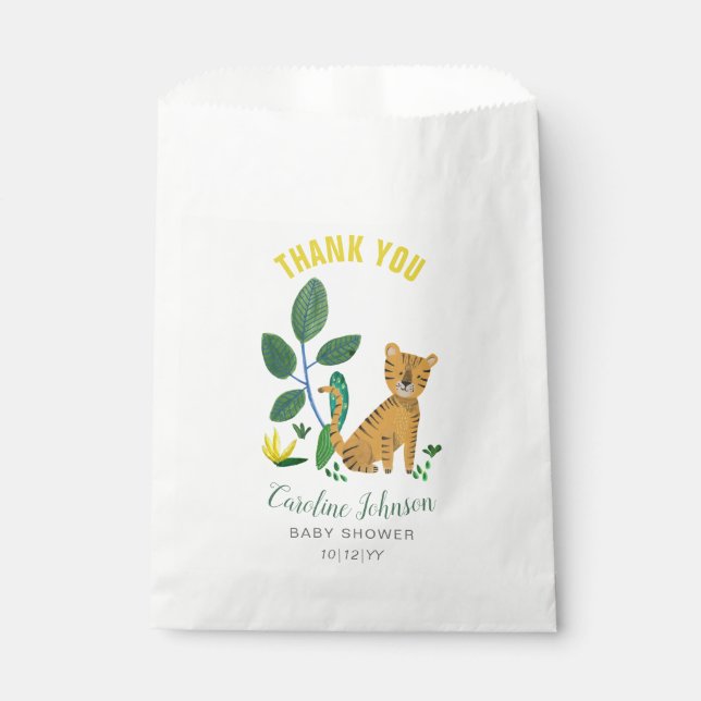 Festa de Chá de Bebê | Tigre | Sacolas de Favor (Frente)