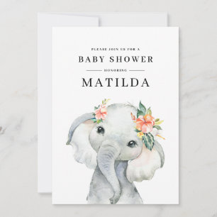 Festa de chá de fraldas de elefante de aquarela